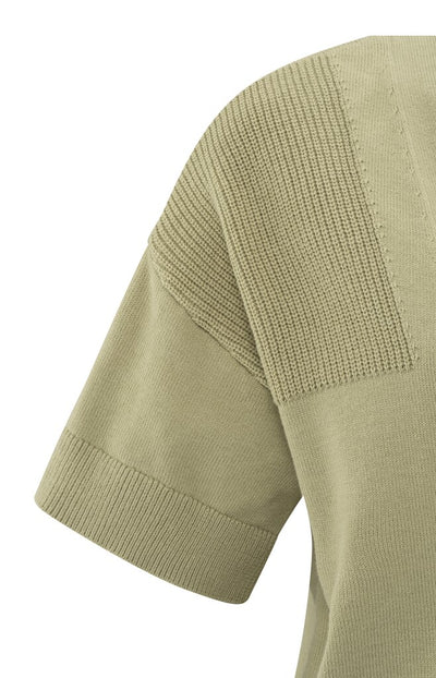 Cardigan with Ribbed Details - Soft Green
