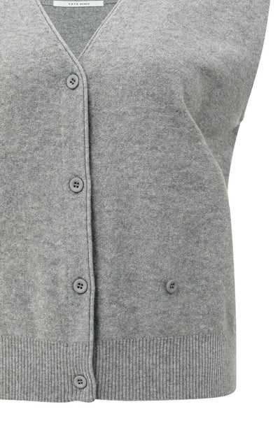 Knitted Gilet - Medium Grey Melange