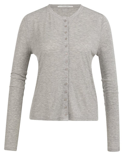 Jersey Cardigan with Buttons - Medium Grey Melange