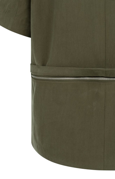 Woven Short Sleeve Blazer - Army Green
