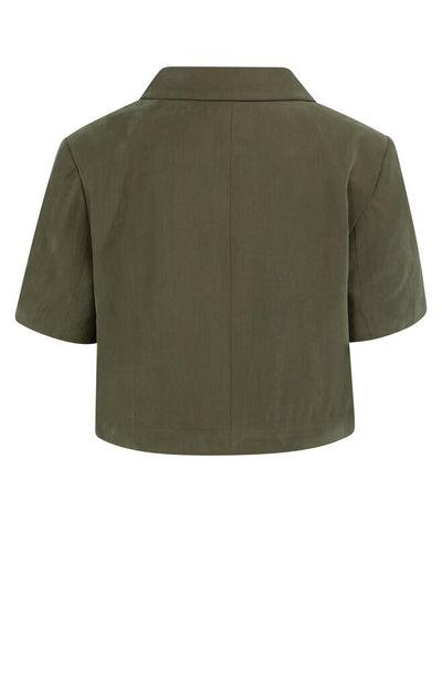 Woven Short Sleeve Blazer - Army Green