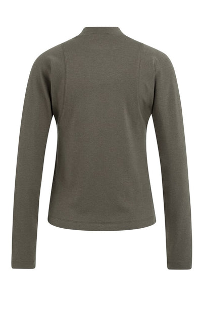 Long Sleeve Mock Neck Top - Brown