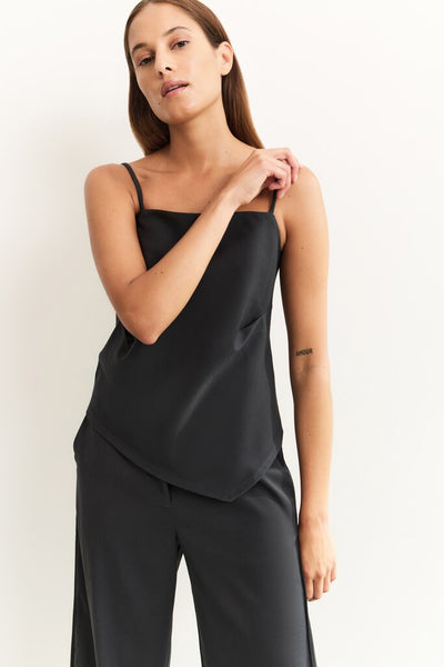 Asymmetric Strappy Top - Washed Black