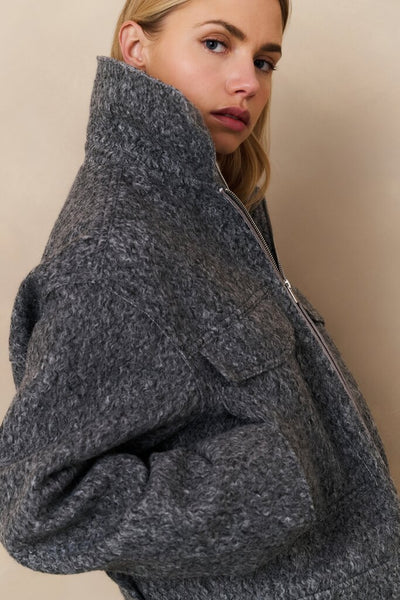 Short Boucle Jacket - Black Oyster Melange