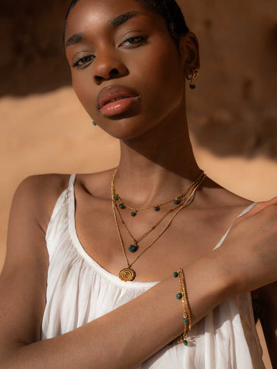 Mohica Raw Emerald Hoops - Gold Plating/Emerald