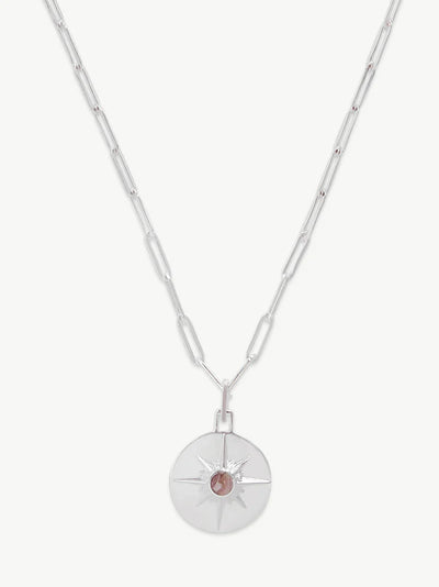 Astrid Necklace - Sterling Silver/Pink Rhodochrosite