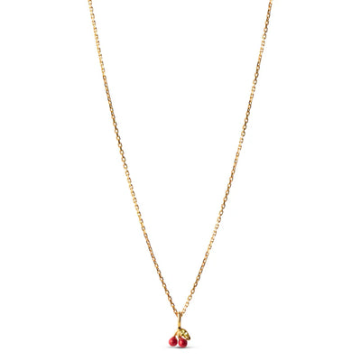 Cherry Necklace - Gold/Red