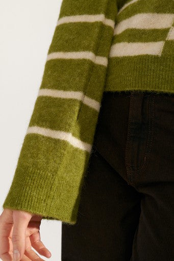 Nuriette Block Stripe Pullover - Calla Green