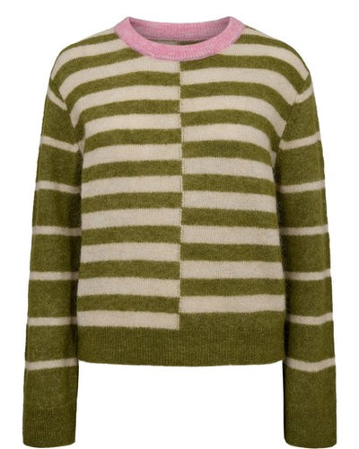 Nuriette Block Stripe Pullover - Calla Green