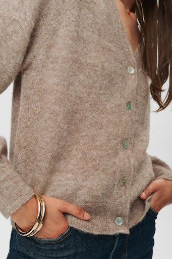 Nuriette V-Neck Cardigan - Taupe Grey