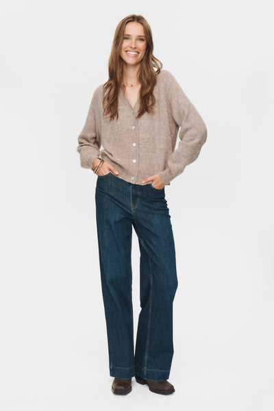 Nuriette V-Neck Cardigan - Taupe Grey