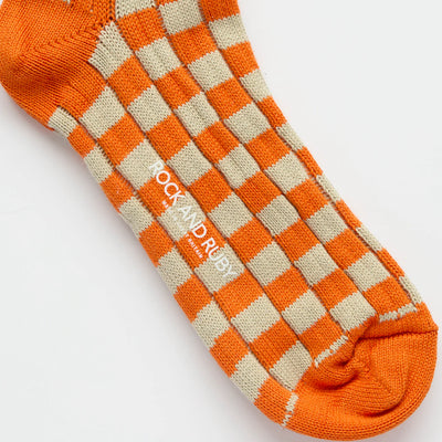 Edith Cotton Socks - Terracotta Check