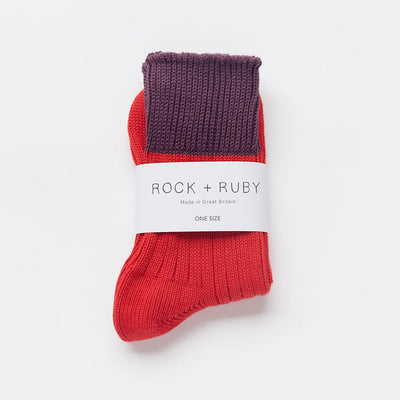 Wyona Cotton Socks - Grape Red