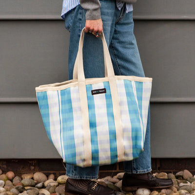 Large Shopper Bag - Sky Blue/Ecru
