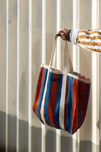 Large Shopper Bag - Navy & Orange