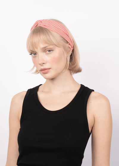 Checkered Hair Band - Red
