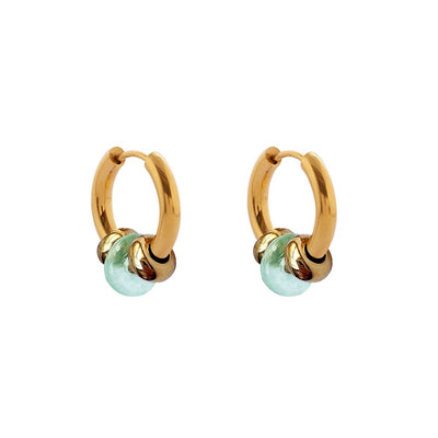 Buoy Earrings - Gold/Aquamarine