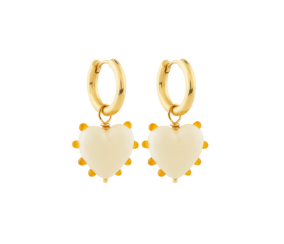 Milagros Heart Earrings - Amber Pearl