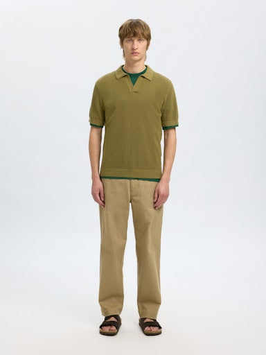 Colibri SS Knit Structure Open Polo - Dried Herb
