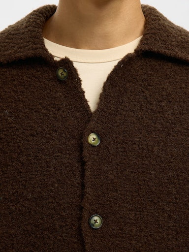 Loyd LS Knit Boucle Polo Cardigan - Demitasse