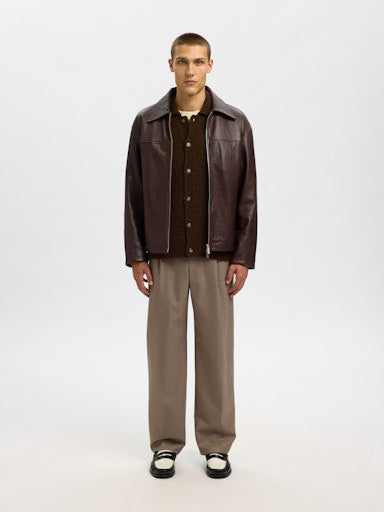 Loyd LS Knit Boucle Polo Cardigan - Demitasse