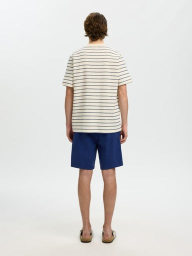 Django Stripe SS O-Neck Tee - Ocean Cavern/Birch
