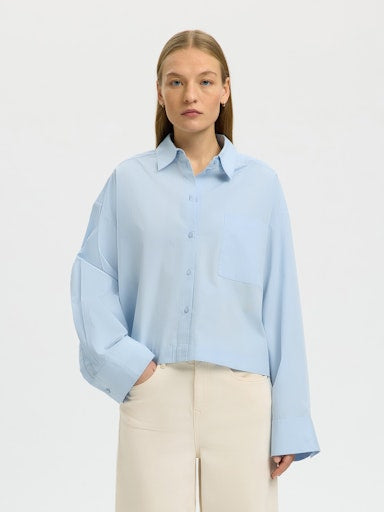 Astha Cropped Boxy Shirt - Cashmere Blue