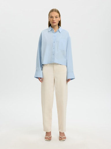 Astha Cropped Boxy Shirt - Cashmere Blue