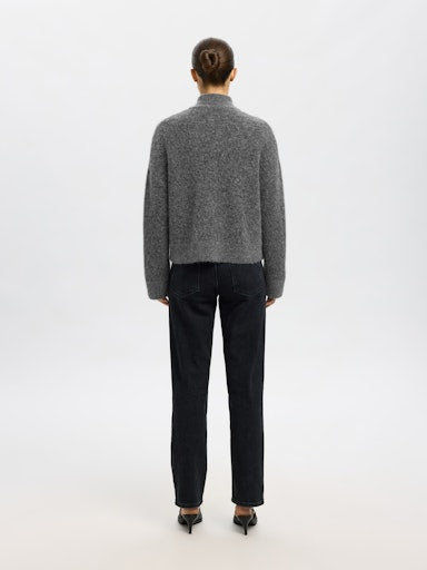 Sia Ras LS Knit Zipper Cardigan - Medium Grey