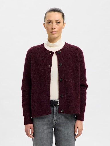 Lulu LS Knit Short Cardigan - Fig Melange