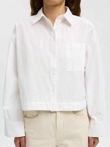 Astha Cropped Boxy Shirt - Bright White