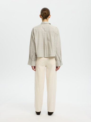 Astha Cropped Boxy Shirt - Pure Cashmere/ Bright White