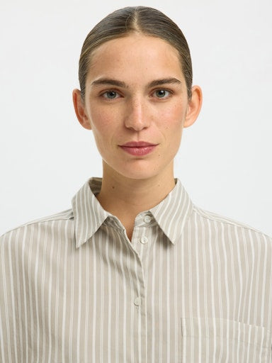 Astha Cropped Boxy Shirt - Pure Cashmere/ Bright White