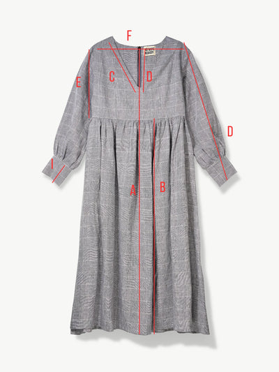 'NO MORE NOBODY' - Michelle Maxi Dress Organic Linen - Grey Check