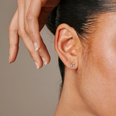 Cherry Studs - Gold/Icy Blue