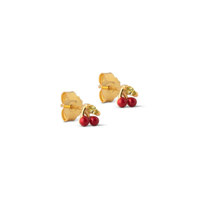Cherry Studs - Gold/Red
