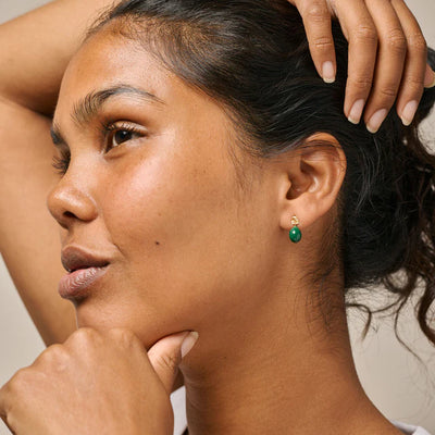 Poe Studs - Gold/ Petrol Green