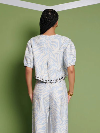 Serena Zebra Top - Baby Blue