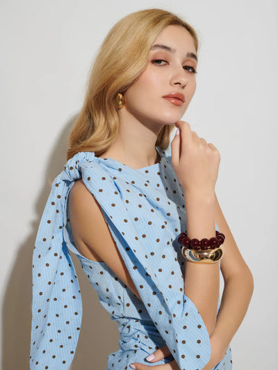 Farah Polka Dot Top - Baby Blue