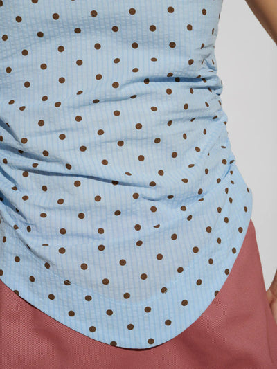 Farah Polka Dot Top - Baby Blue