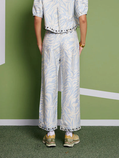 Serena Zebra Trousers - Baby Blue