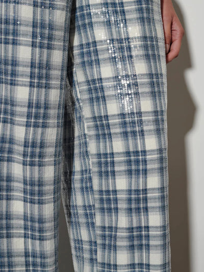 Maya Sequin Trousers - Cloud Blue