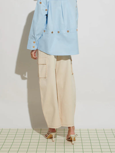 Asma Cargo Trousers - Ivory Cream