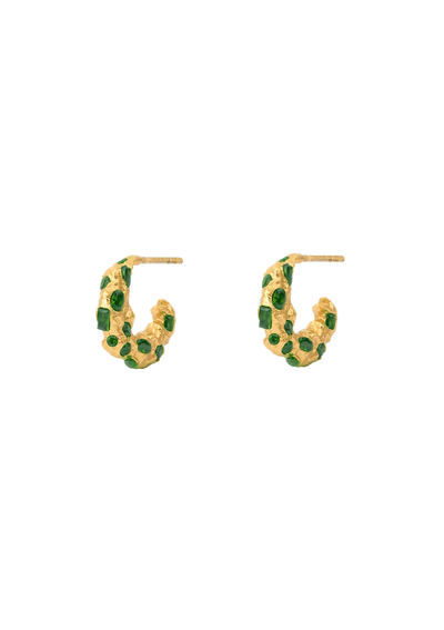 Trinket Gilded Hoop Earrings - Gold/Dark Green