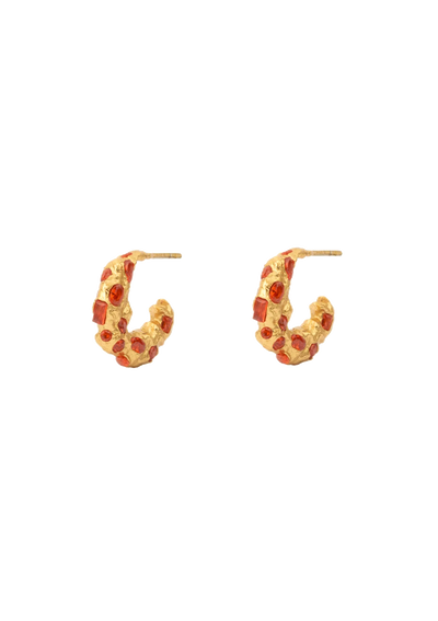 Trinket Gilded Hoop Earrings - Gold/Red