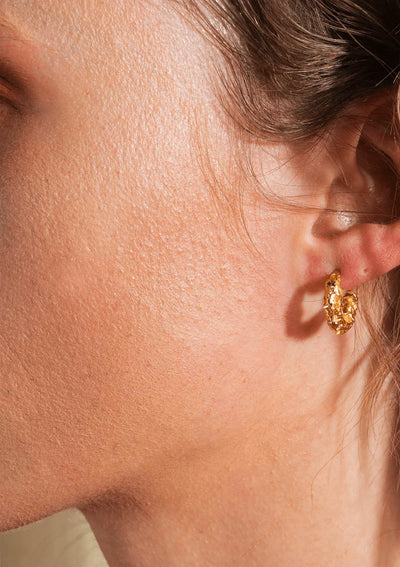 Trinket Gilded Hoop Earrings - Gold/Light Yellow