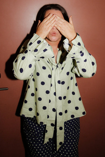 Corina Polka Dot Set - Green/Blue Melange