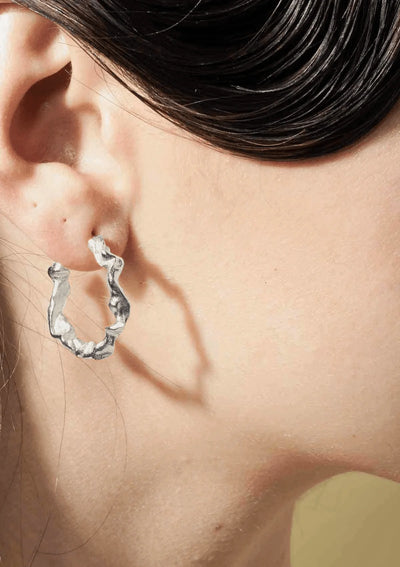 Shaman Hoop Earrings - Silver