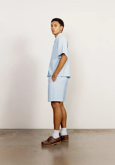 Seersucker Box Fit Shirt - Blue