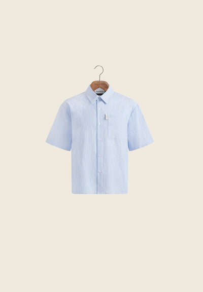 Seersucker Box Fit Shirt - Blue